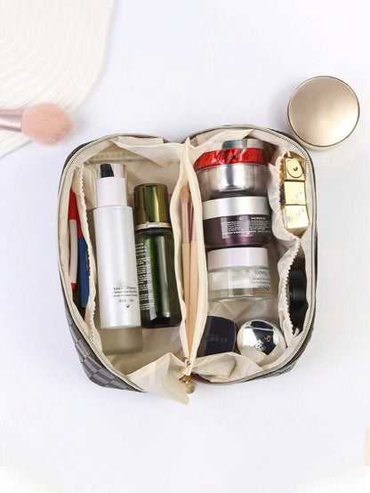 1pc PU Leather Waterproof Makeup Bag, Multi-Functional Makeup Brush Organizer, Waterproof Cosmetic Storage Pouch, Suitable For Lipstick, Perfume, Cosmetics, Travel, Great Gift For Mother, Wife, Friend, Bohemian Style