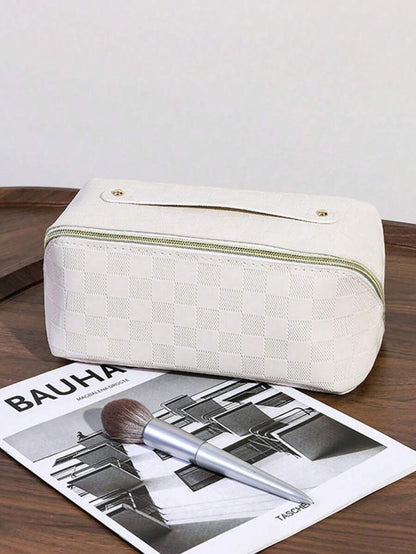 1pc PU Leather Waterproof Makeup Bag, Multi-Functional Makeup Brush Organizer, Waterproof Cosmetic Storage Pouch, Suitable For Lipstick, Perfume, Cosmetics, Travel, Great Gift For Mother, Wife, Friend, Bohemian Style
